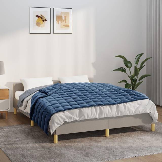 Billede af vidaXL Tyngdetæppe 140x200 cm 6 kg Stof Blå Tyngdedyne Blå (200x140cm)